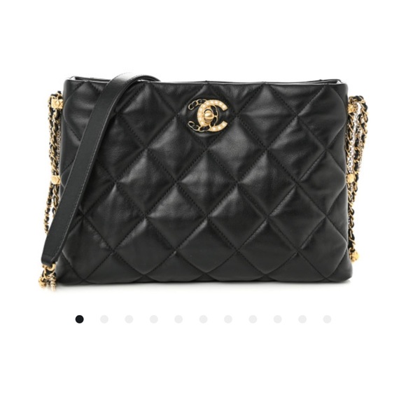 Chanel Lambskin Quilted Crush on Chains Hobo Black - Picture 1 of 9